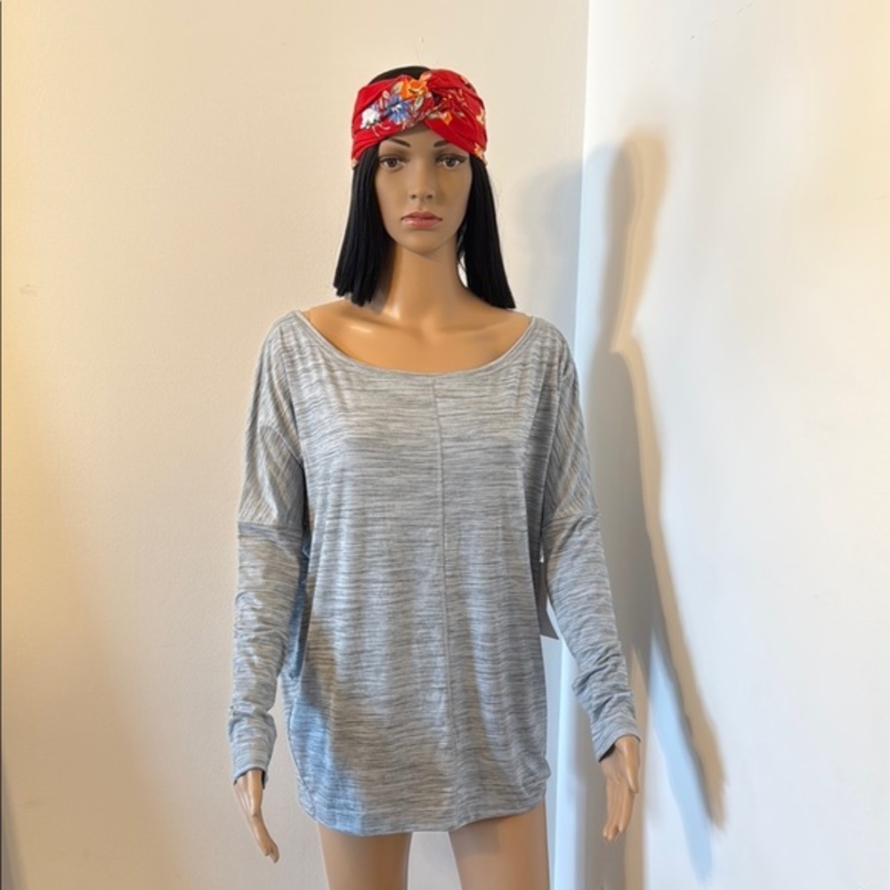 Athleta Gray Oversized Long Sleeve Blouse